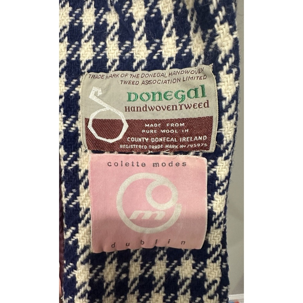 Vintage Donegal Handwoven Tweed Suit Colette Modes Dublin Wool Houndstooth Sz 12 - Picture 2 of 15